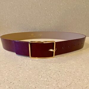 B-low the Belt Milla Burgundy Patent Leather Belt with Gold Buckle